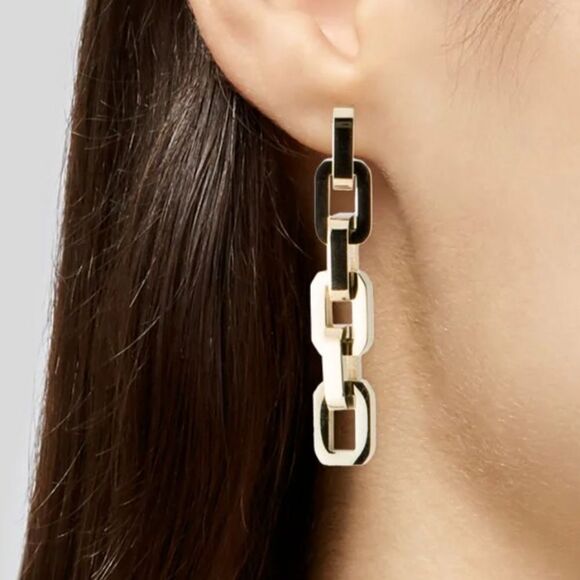 Eddie Borgo Supra Chain Link 12K Gold vermil Earrings GIFTABLE - Picture 2 of 8